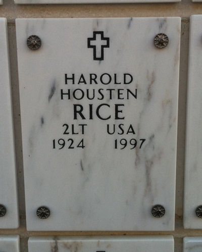 Harold Rice headstone at Arlington